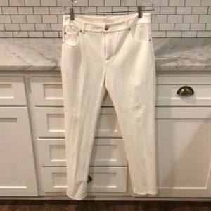 Eric Stretch Pants Womens Size 10 Ivory Pockets Straight Leg Summer Beach Boho